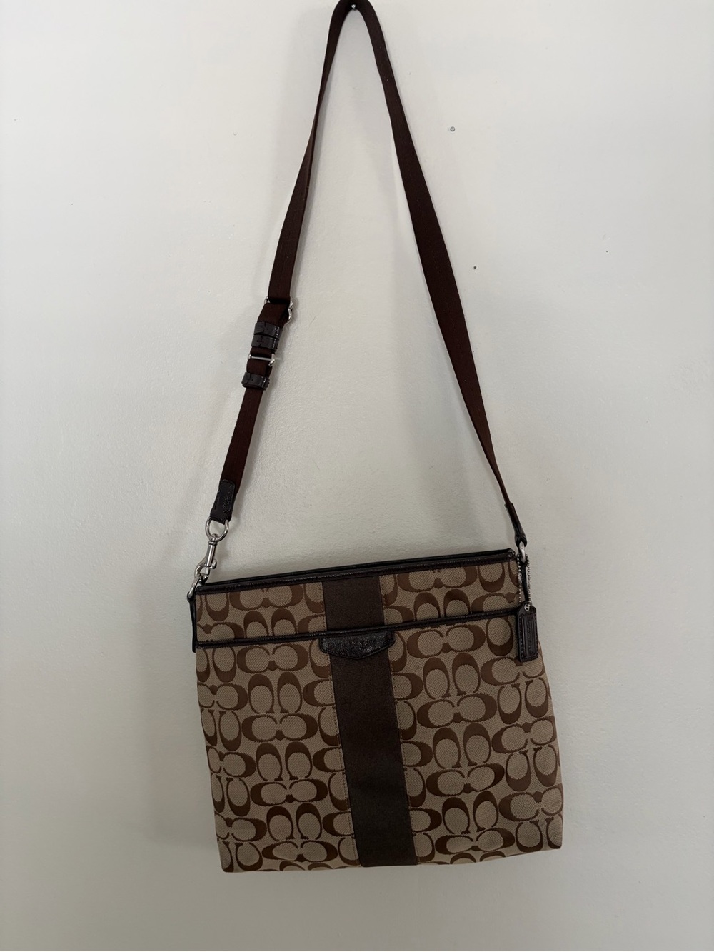 Coach Tan & Brown Signature Canvas Messenger Bag